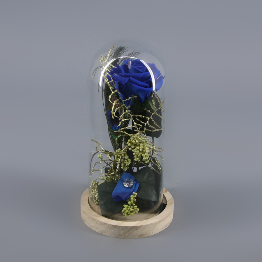 Cúpula con Rosa Preservada Azul – Floristería la Fulla
